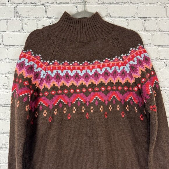 NWT Lou & Grey Fair Isle Pullover Mock Neck Sweater Brown Womens Size Small S - Picture 6 of 13